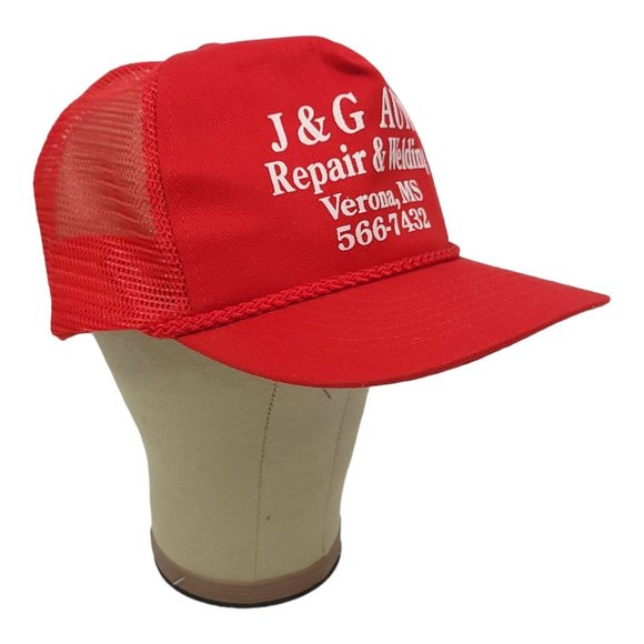 King Cap J G Auto Repair Welding Mesh Snapback Cap Trucker Printed Baseball Hat - Picture 2 of 13